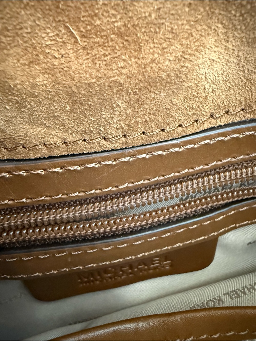 Michael Kors Brown Suede Crossbody Bag with Leather Trim - Picture 5 of 6